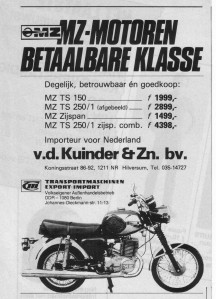 Niederländische MZ Anzeige 1981